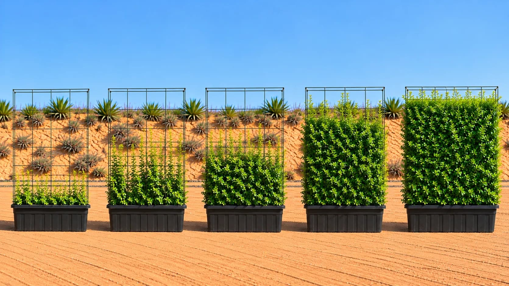 Ehretia wall panels at five growth stages